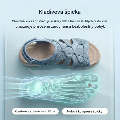 Ortopedické síťované sportovní sandály – nastavitelný model s více pásky, vhodné pro kladívkové prsty