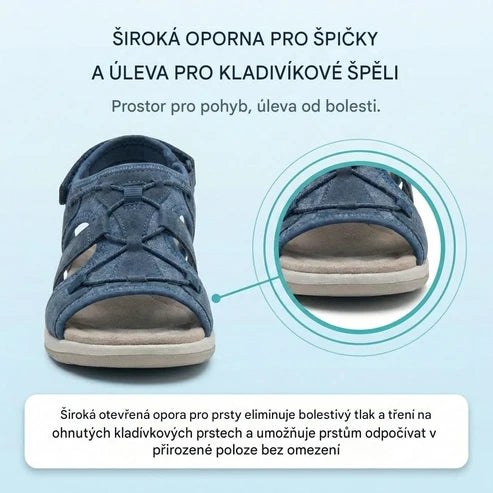 Ortopedické síťované sportovní sandály – nastavitelný model s více pásky, vhodné pro kladívkové prsty