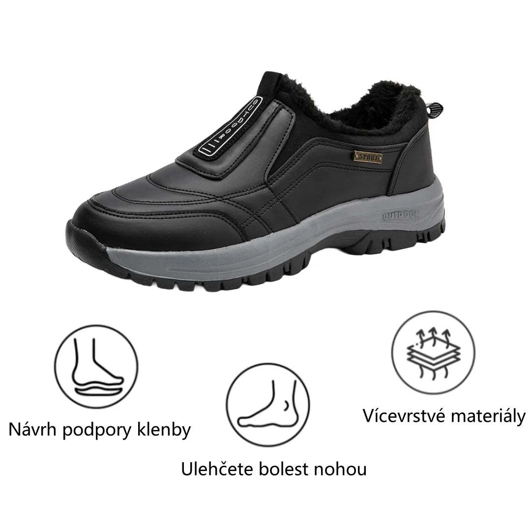 Zimní ortopedická obuv, zateplená s měkkou podšívkou, která ulevuje od bolesti nohou i únavy zad.