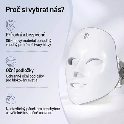 7barevná LED světelná maska – pro zářivější a mladistvější pleť v pohodlí domova